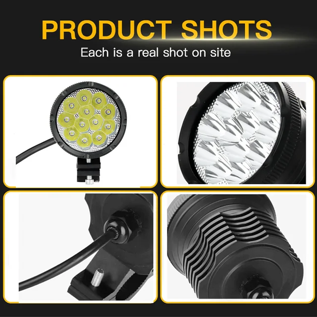Faros auxiliares para motocicleta, 12Chips, 12-80V, intermitentes delanteros, luces Led adicionales, Faros antiniebla para Moto Farol - Imagen 4