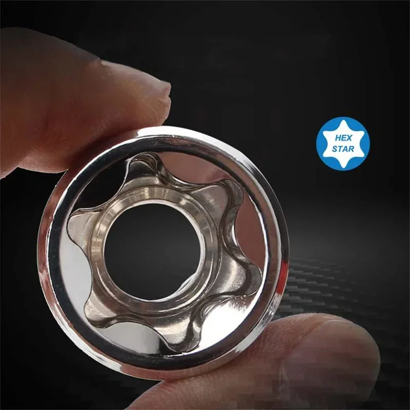 Female E Torx Socket Set with Case, 1/4, 3/8, 1/2 in. Drive E4-E24 External Torque Star Socket Kit, 14Pcs 6