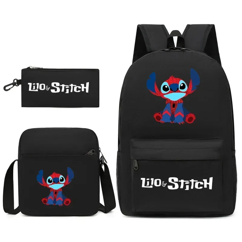 

3PC-SET Disney Stitch Animation Peripheral Printed School Bag Pen Bag Beautiful Fashion Accessories Sports Backpack