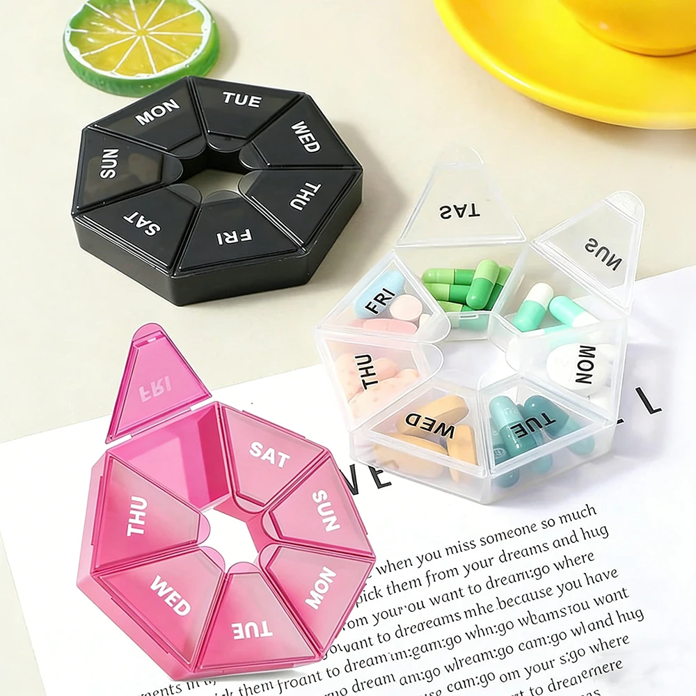 Compact 7-Day Pill Organizer with Portable Travel Case for Vitamins and Medications