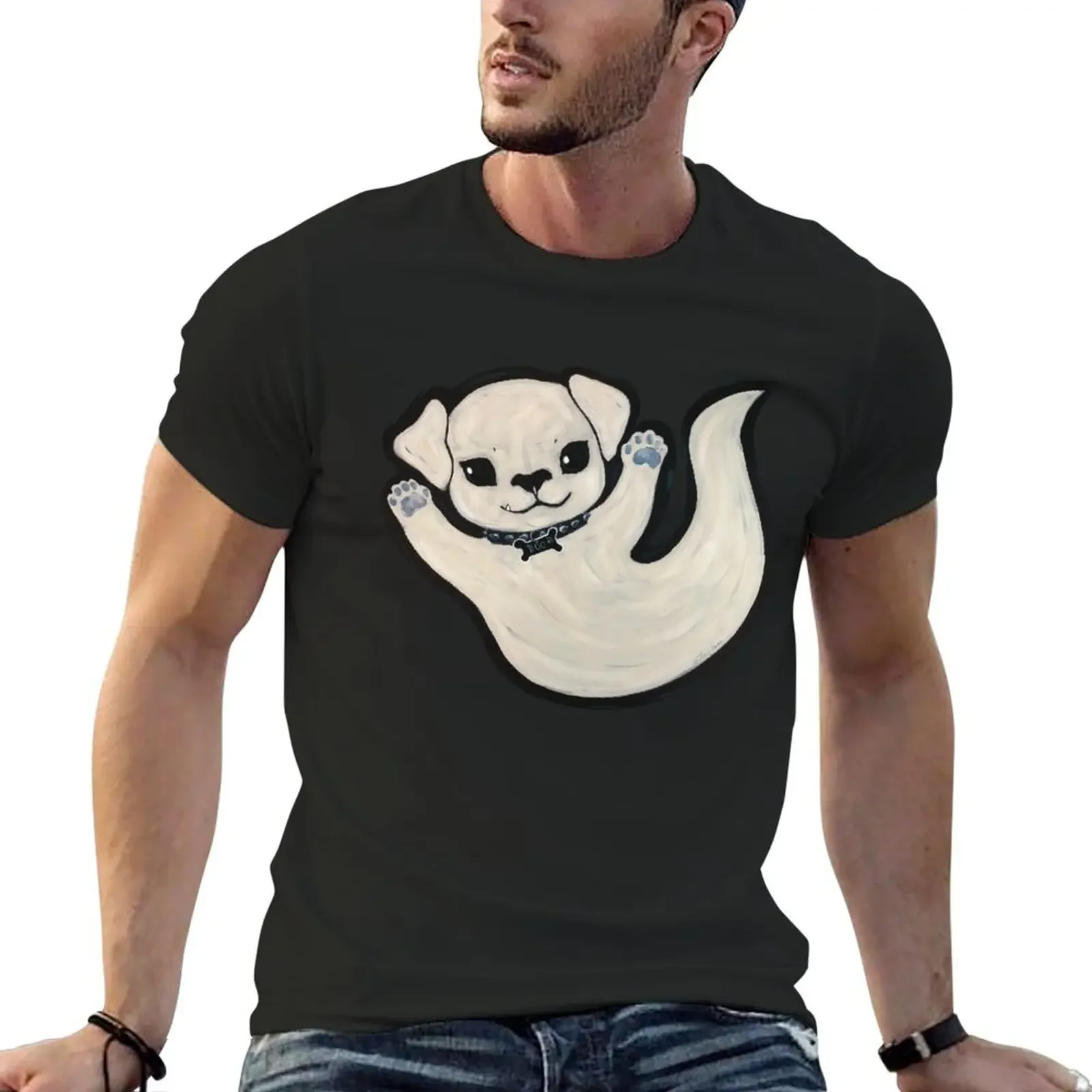 Ghost Puppy T-shirt Short sleeve tee anime clothes oversizeds anime black t shirts for men