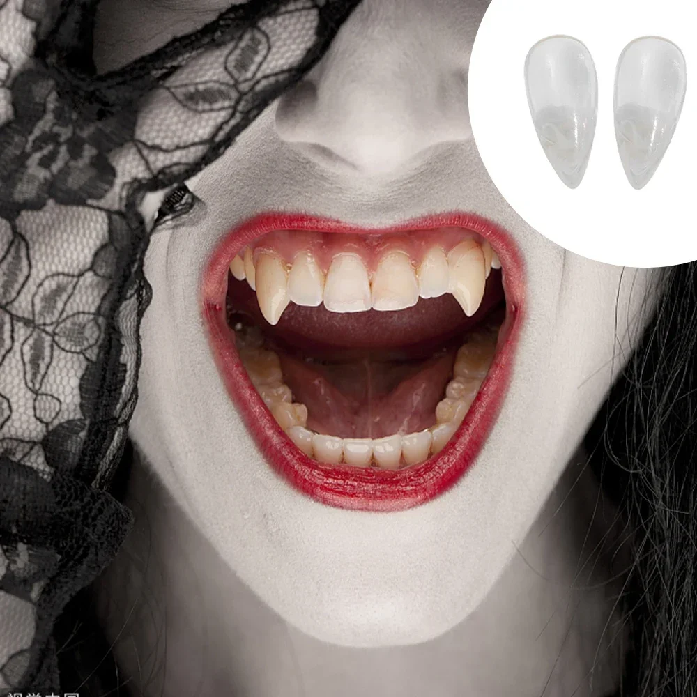 4 Paires Dents De Vampire + Spray Faux Sang - Prothèses Dentaires Réalistes - Pour Halloween, Cosplay, Décoration