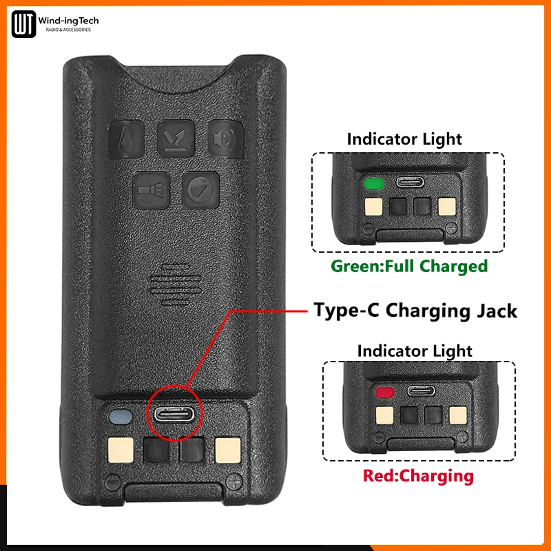 Baofeng UV-9R Li-ion Battery 2800/4800mAh UV9R Pro V2 Enlarge Li-ion Battery UV-9R PLUS Type-C Charging BL-9 For GMRS-9R Radios 2