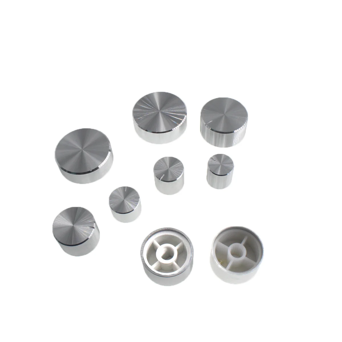 10pcs 실버 6mm 샤프트 D O 13X13 15X10 15X13 20X10 20X13 30X10 25X10 로터리 엔코더 전위차계 손잡이용 홀 앰프 손잡이