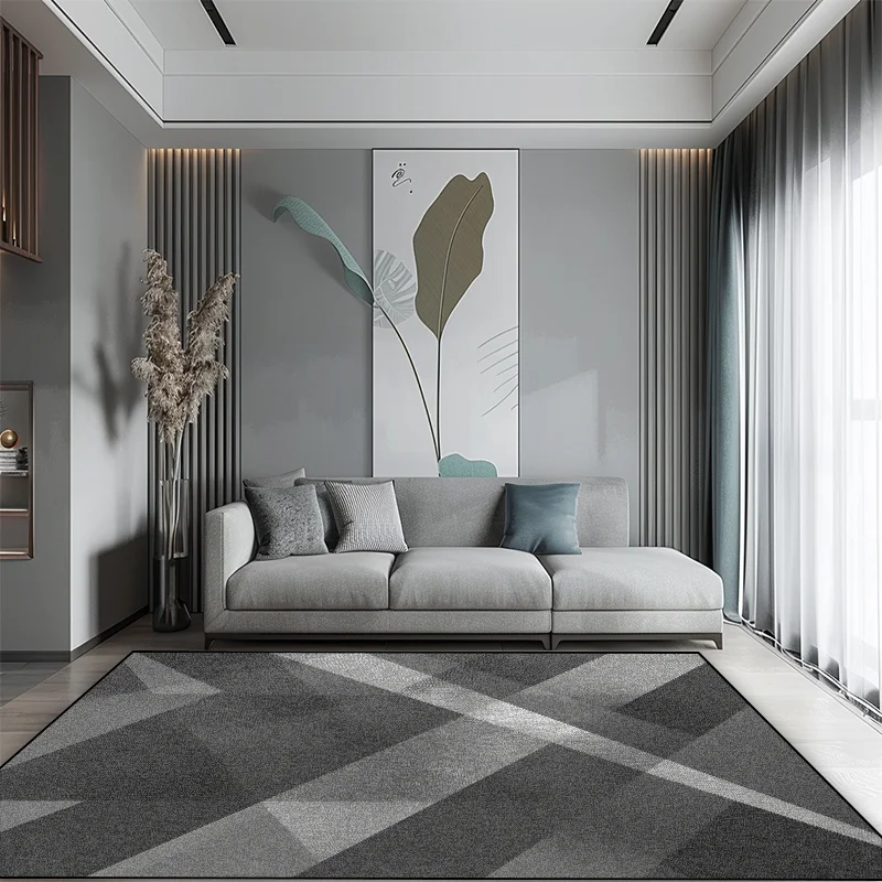 Geometric grey living room carpets bedroom decoration sofa washable large area rugs office non-slip high-grade custom floor mats 3