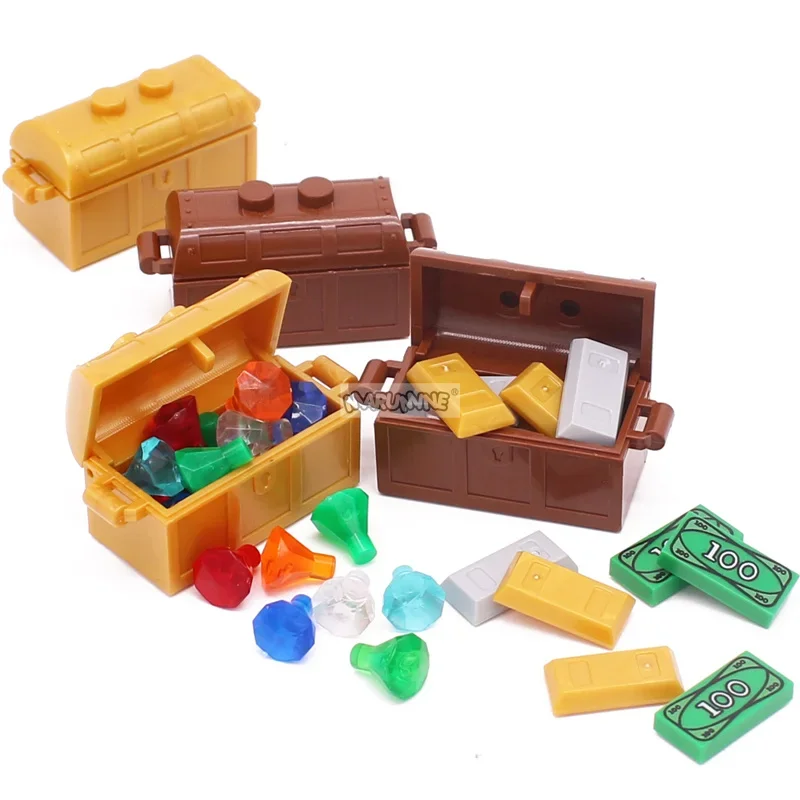 Marumine 50PCS Tile Special 1x2 Ingot Bar Gold Money Pirate MOC Brick Part 99563 Assembles Particles Building Blocks Accessories 5
