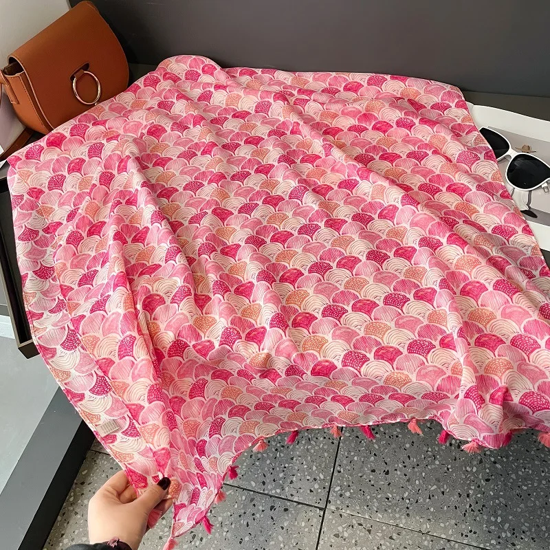 2024 neue Mode bunte Muscheln Quaste Viskose Schal Schal Dame hochwertige Wickel Pashmina gestohlen Bufandas muslimischen Hijab 180*90cm – Detail 14