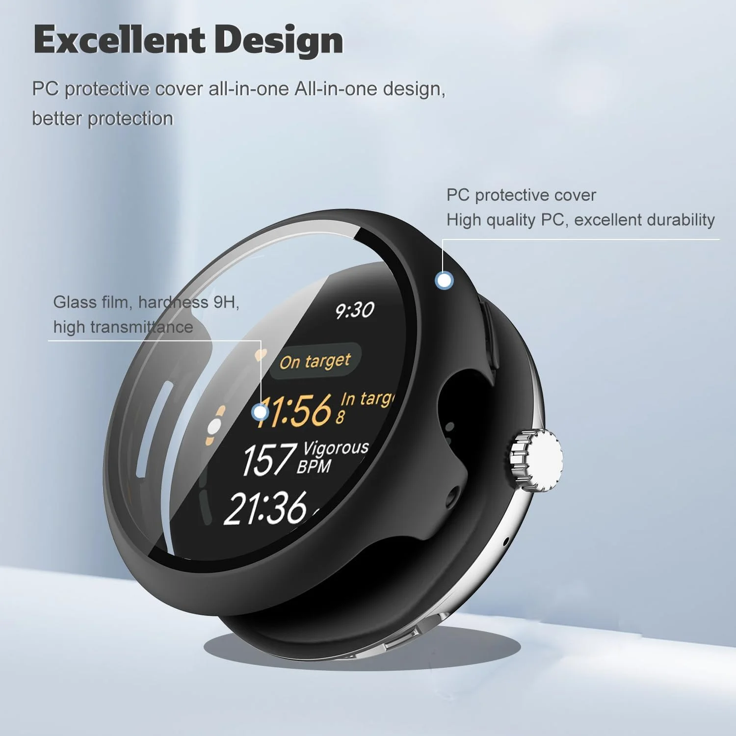 Premium Full Coverage Protective Watch Case with Built-in Tempered Glass and Shockproof Hard PC Bumper