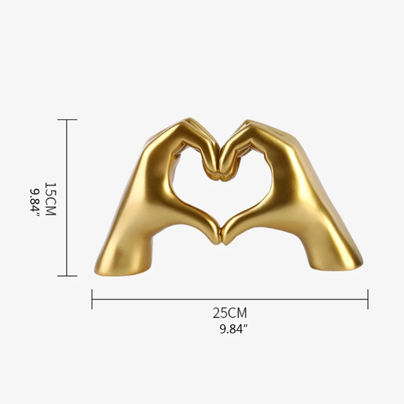 Nordic Style Heart Gesture Sculpture Resin Abstract Hand Love Statue Figurines Wedding Home Living Room Desktop Ornaments