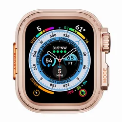 Premium Metal Protective Watch Case for Apple Watch - Ultra Series Protection Bumper Cover (45MM/44MM) (Rose Gold)