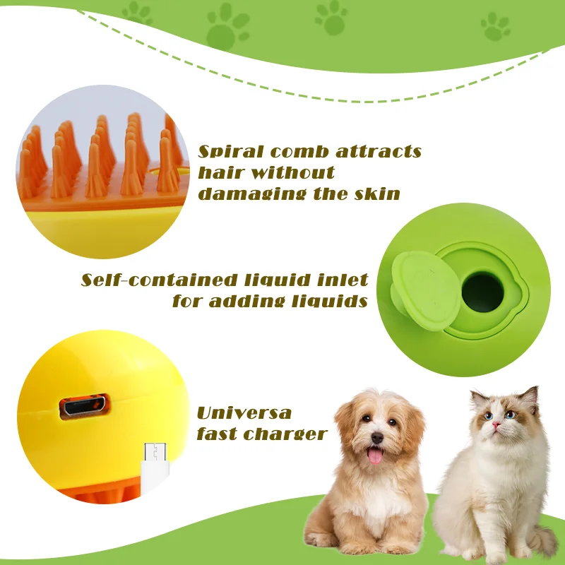 Cat Steam Brush Dog Massage Comb 3 in 1 Electric Spray Cat Hair Brushes Pet Grooming Comb Hair Removal Combs Grooming Supplies