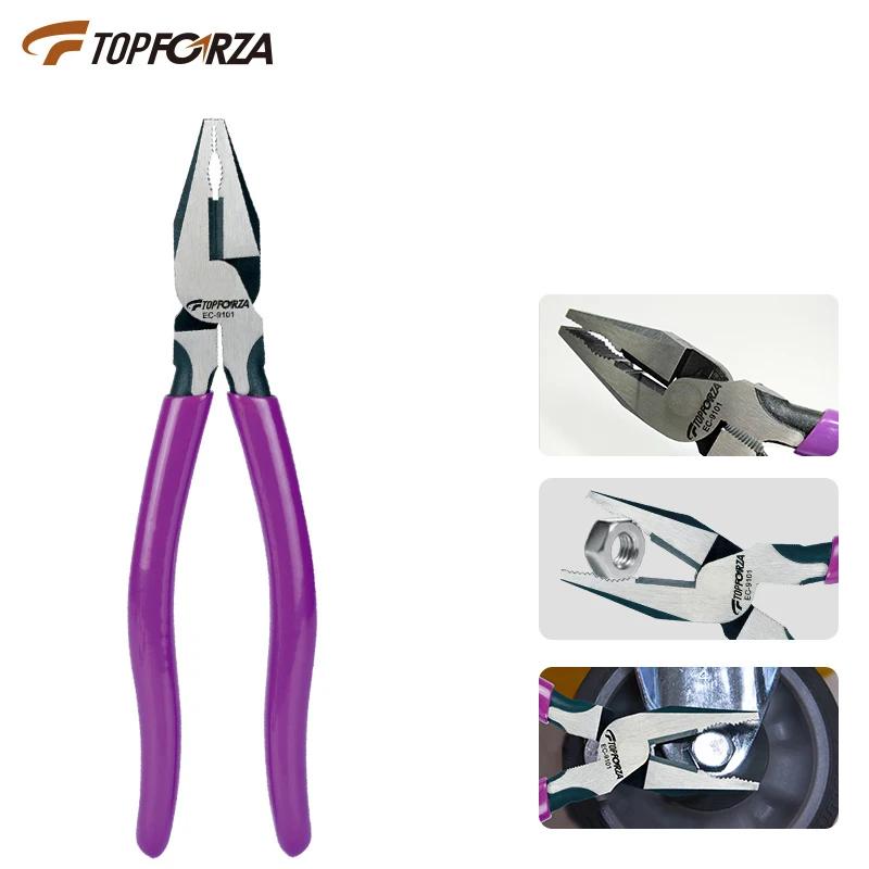 Alicate de corte sem núcleo TOPFORZA, adequado para corte de fios, travamento por pressão e reparo de eletrodomésticos.