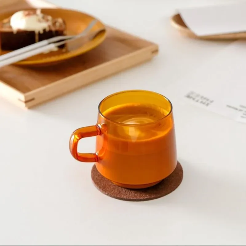 Modern Ins Nordic Coffee Cup Latte Colored Glass Vintage Water Tea Milk Glass Cup Transparent Heat-resistant Wedding Mug
