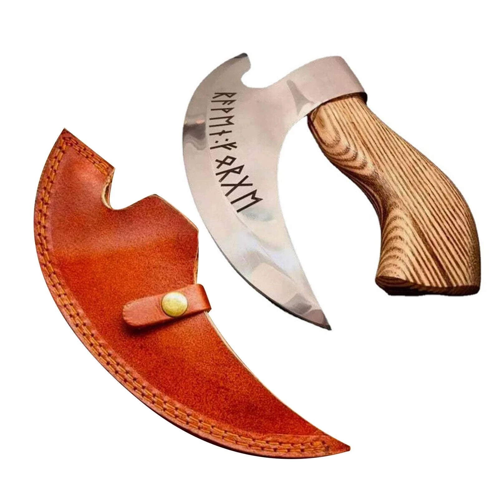 Handmade Pizza Cutting Axe Stainless Steel Viking Pizza Cutter Wooden