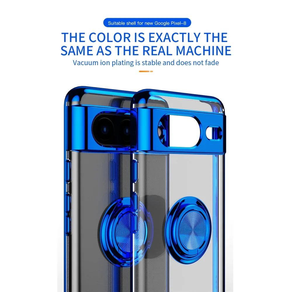 Sleek Transparent Metal Shockproof Case with Magnetic Ring Bracket