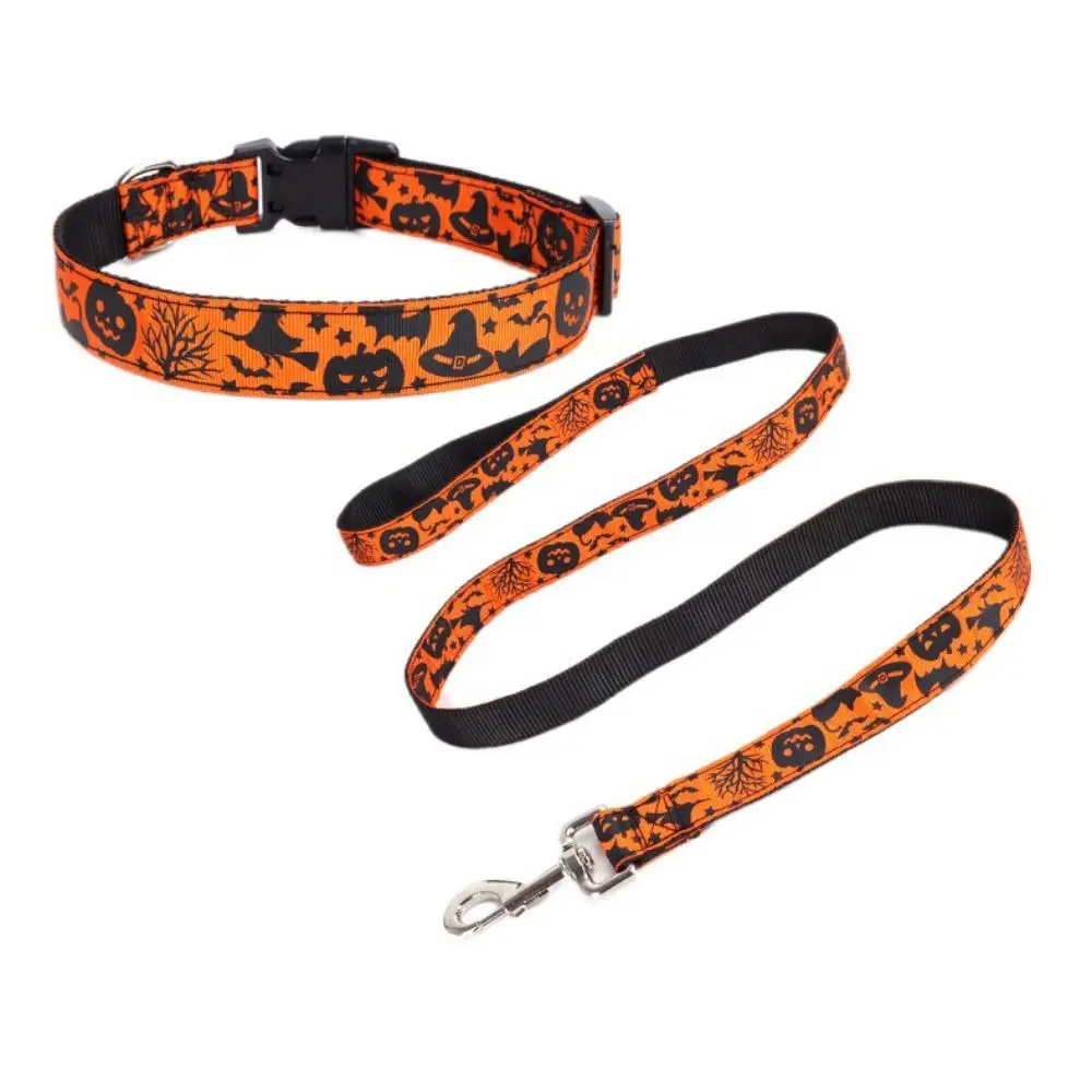 Pet Accessories Decorative Halloween Dog Collar Adjustable Quick Release Dogs Leash Nylon Dog Traction Rope for Dogs Cats