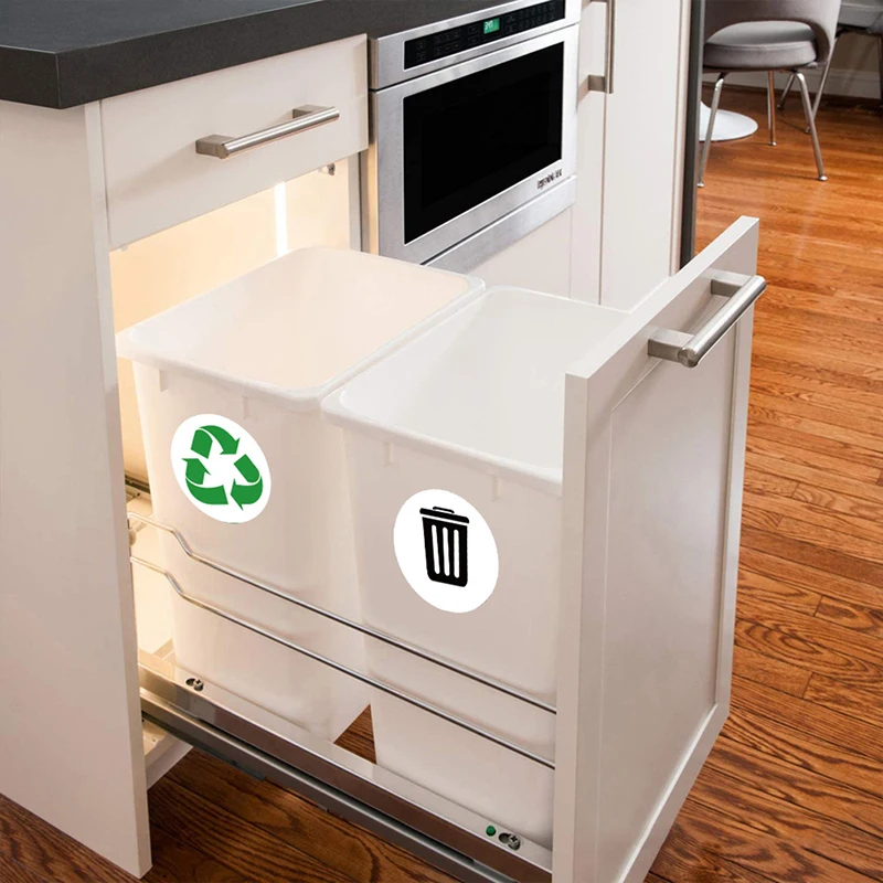 6 Pcs* 5inch PVC Recycle Trash Bin Sticker Vinyl Decals For Label Bins Containers Garbage Cans Home Decor trash can sticker