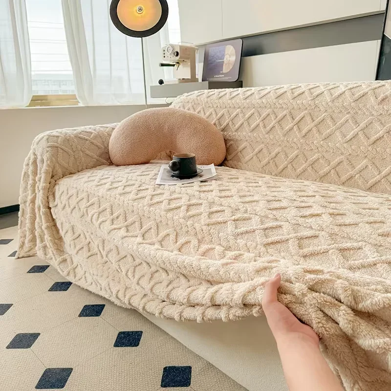 Super Warm Blanket for Sofa Coral Fleece Sofa Blanket Towel for Winter Soft Thick Couch Cover for Living Room 1/2/3/4 Sofa Cover 5