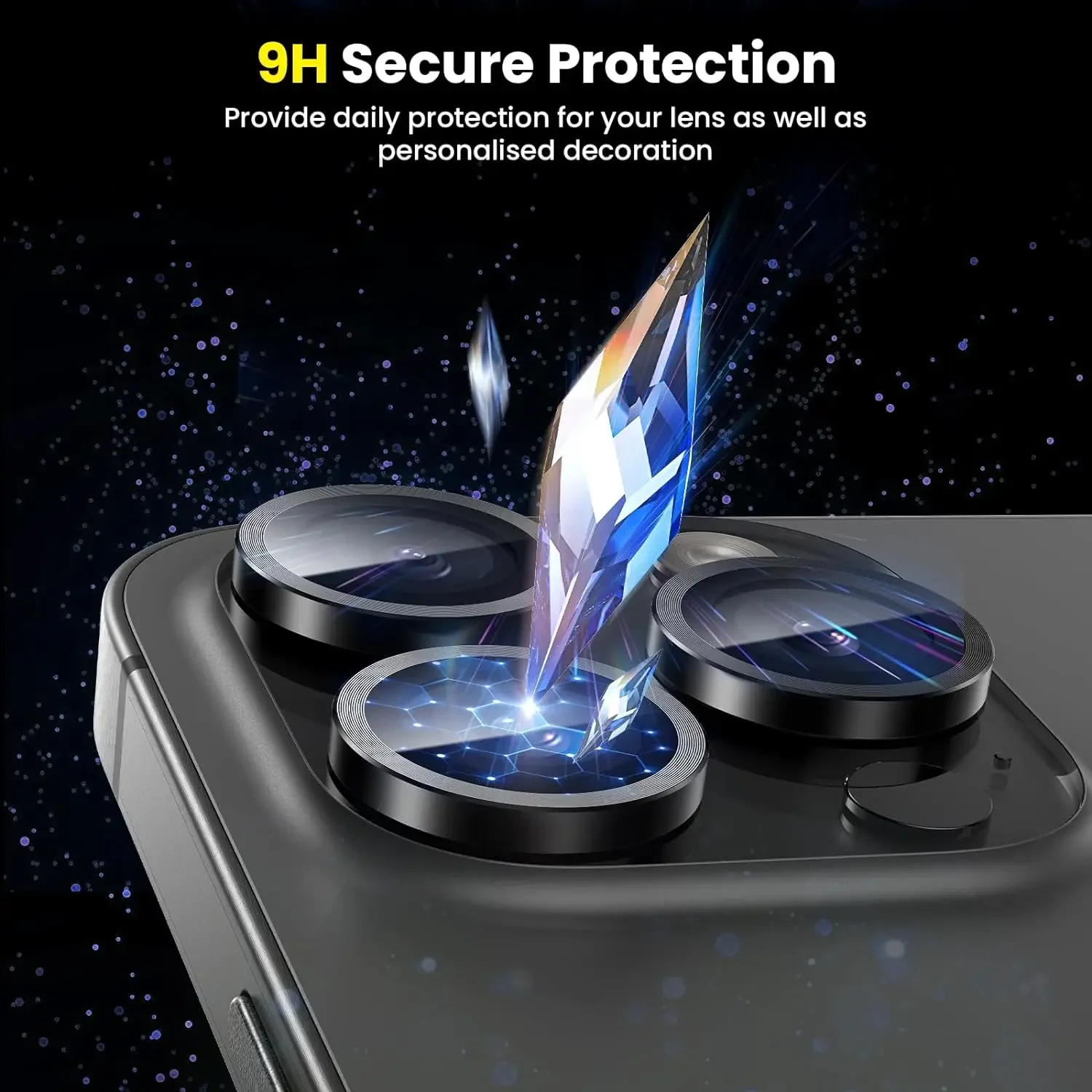 Premium Titanium Tempered Glass Camera Lens Protector Cover - 2-3Pcs Set