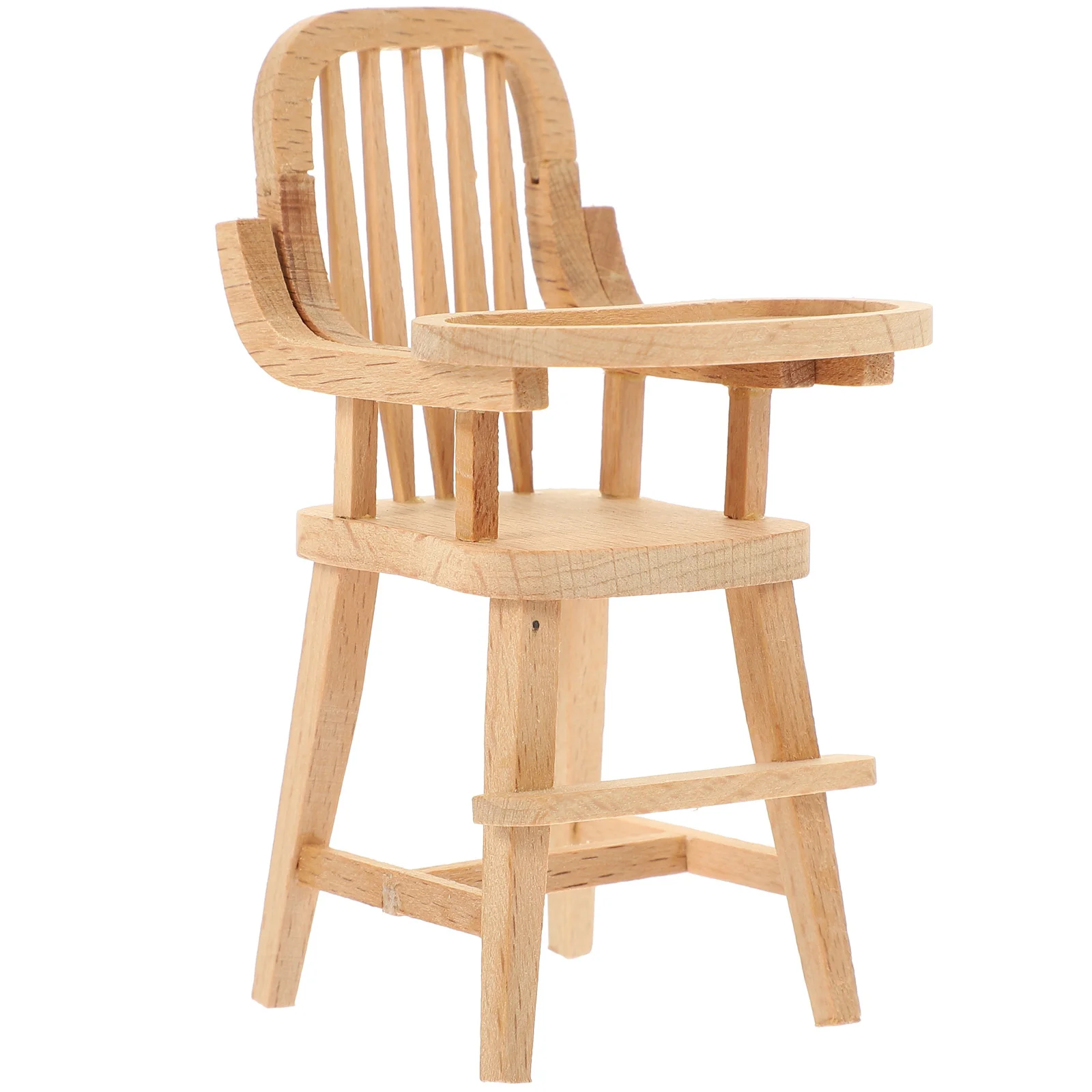 

1:12 Dollhouse Wooden Miniature High Chair Doll Feeding Highchair Baby Dining Chair Furniture Model Play House Toys