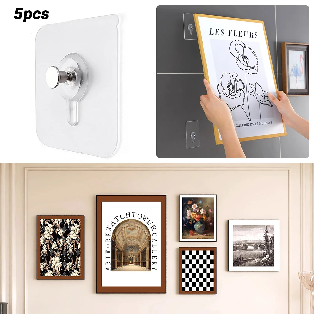 5/10/20pcs Self adhesive Punch Free Wall Hooks For Hanging Pictures And Frames Home Decor Organization Hardware accessories