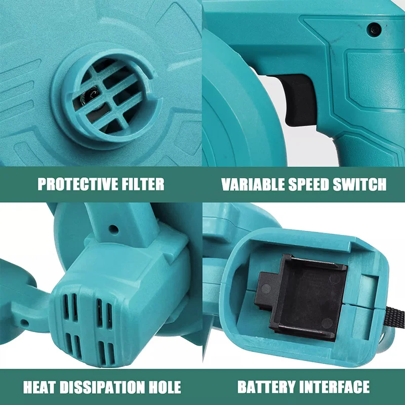 Kamolee 20000rpm 18V 5.0Ah Cordless Electric Air Blower & Suction Garden Home Car Computer Blowing Dust Hand Operat Power Tool