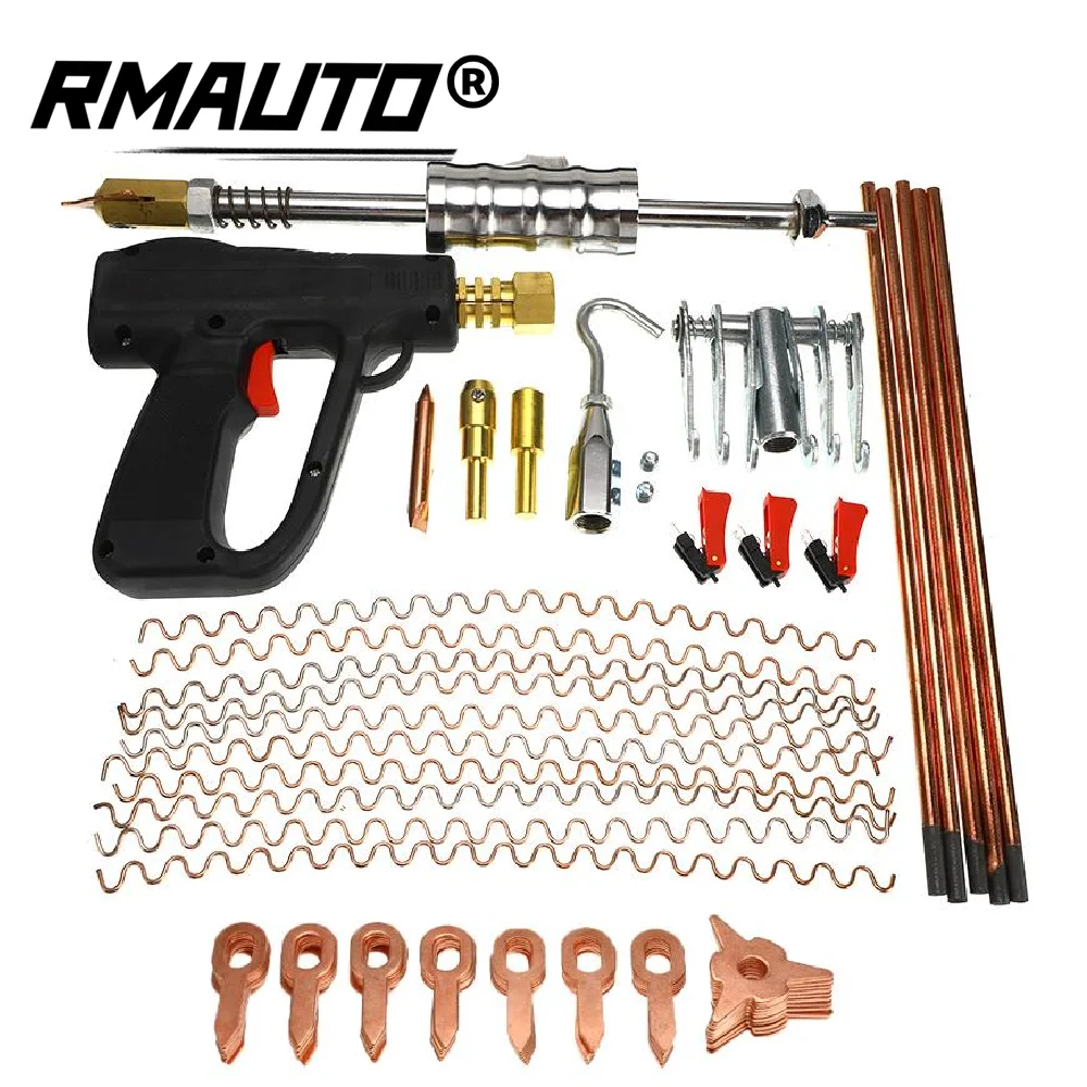 86Pcs Car Body Dent Puller Kit Saldatura A Punti Carrozzeria Strumento Di Riparazione Spotter Saldatore Macchina Ammaccature Rimozione Elettrodi Per S