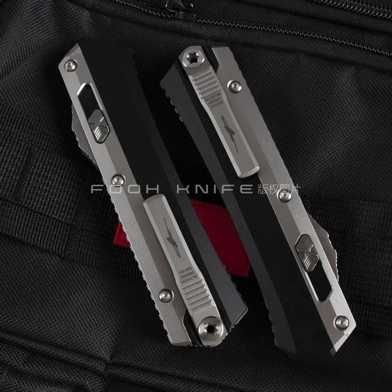 FOOHKNIFE VERSION GK SERIES MICRO Tactical TECH Gear Mirror & Stonewash Surface D2 Steel CNC 6061 Aluminum Titanium Clip 2