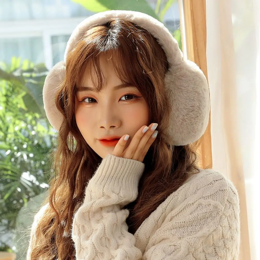 남성용 부드러운 플러시 이어 워머, 야외 방한 보호 이어 커버, 겨울 따뜻한 귀마개, 단색 이어 머프, 접이식 이어 플랩, 신제품