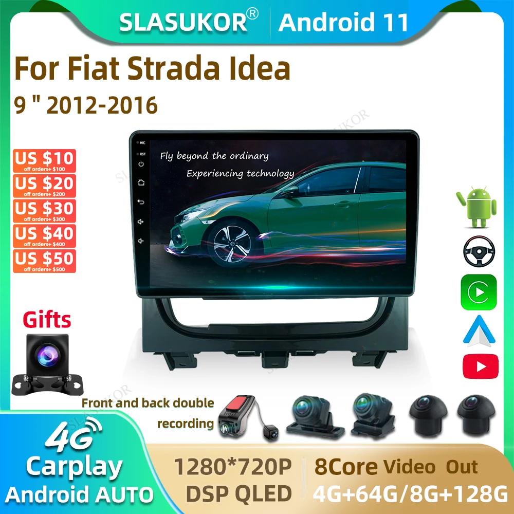 9 Pollici Per Fiat Strada Idea 2012-2016 Android Autoradio Lettore Video Multimediale Car Audio Stereo Player Navigazione Carplay Video