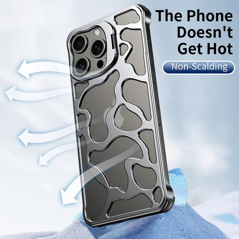 Titanium Aluminum alloy Case For iPhone 15 14 13 Pro Max Magnetic MagSafe Metal Holder Cloud cooling framework Protective Cases