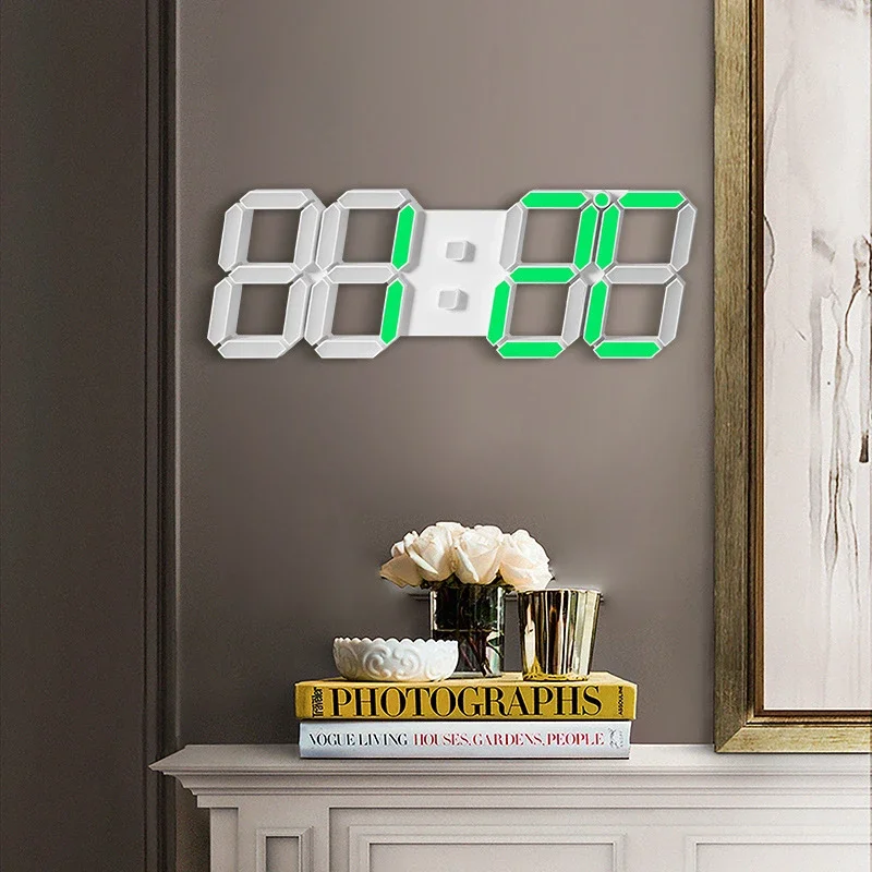 3D LED Digital Wall Clock with Remote Control Alarm Time/Date/Temp Display Wall&Table Modern Design wall clock digital wall clock