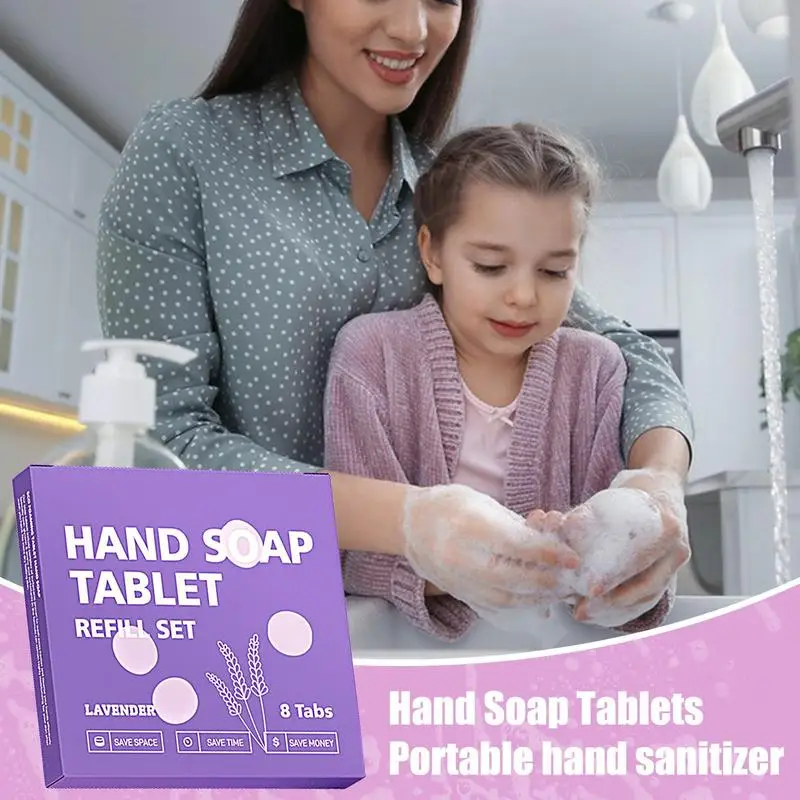 Hand Soap Tablet Refills 8pcs Foaming Refreshing Fragrance for Business Trip Travel