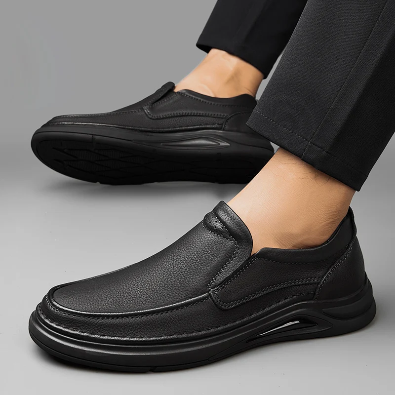 Genuine Leather Mens Business Shoes Lace-Up Mens Slip on Driving Flats Classic Men Shoes for Wedding Outdoor Men Fashion Loafers