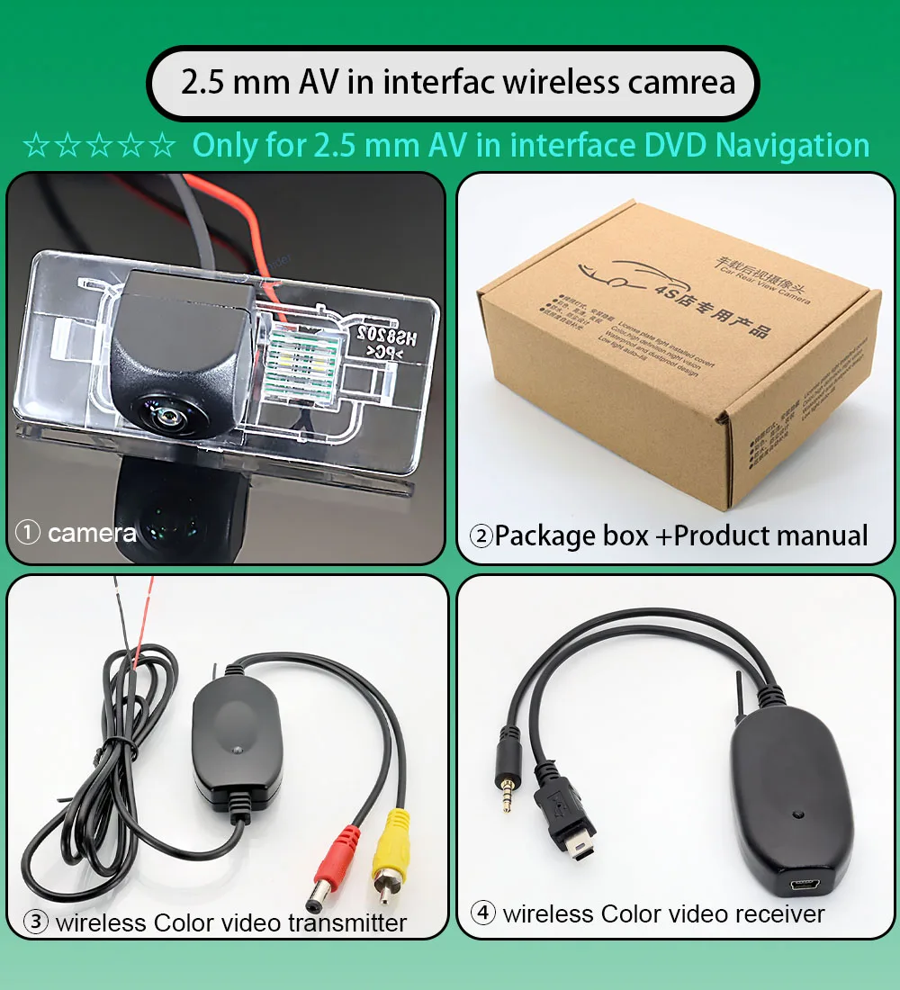 

2.4 Ghz Wireless Rear View Fisheye Camera For SEAT IBIZA MK4 6J ST 2009~2018 RCA HD Color Video Transmitter Receiver