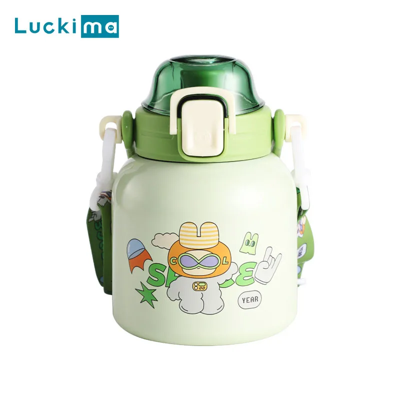 

Children's Stainless Steel Water Bottle Portable Vacuum Insulated Thermos Bottle with Straw Bag for School Outdoor Coffee Mug