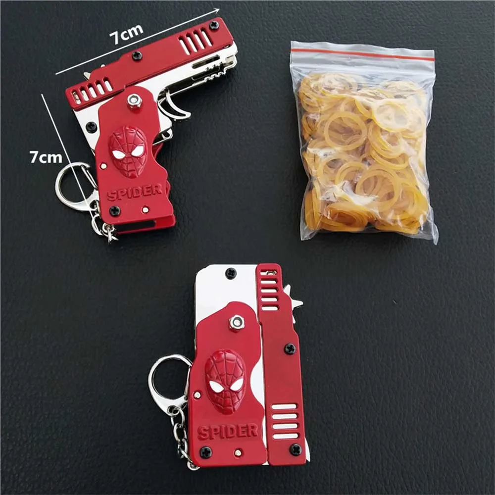 Keychain Rubber Band Toy Guns Folding Metal Gun Gifts Mini Pistol 5