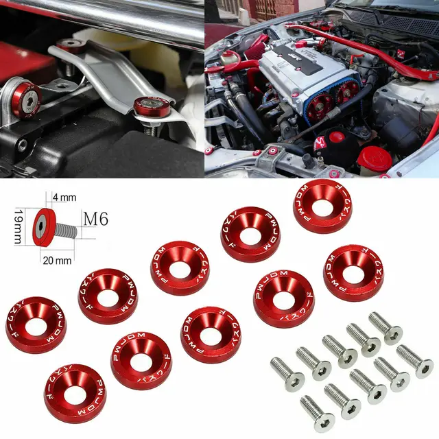 X AUTOHAUX 30 Bulloni Con Rondella M6x1.0 In Alluminio Rosso Per Parafango E Motore Auto