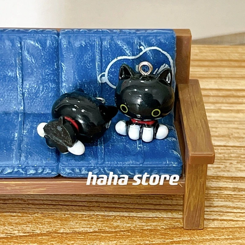 Kutusita Nyanko 검은 고양이 키체인, 귀여운 PVC 미니 키체인, 귀여운 키링
