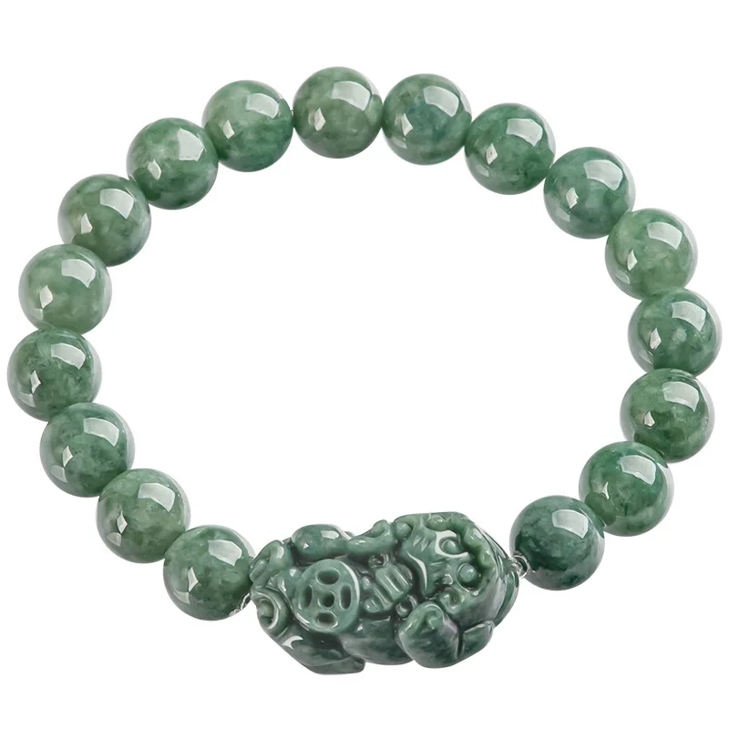 

Natural Green Jade Pixiu Bracelet Men Women Myanmar Jadeite With Certificate Burma Jade Fengshui Pi Xiu Wealth Protection Bangle