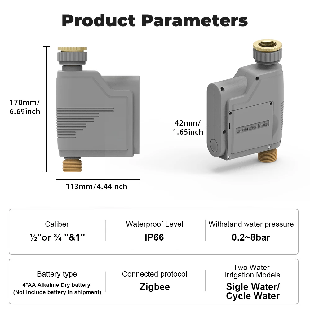 Tuya Zigbee Water Valve Zigbee Soil Moisture Meter Temperature Humidity Tester Plant Monitor Detector for Garden Planting