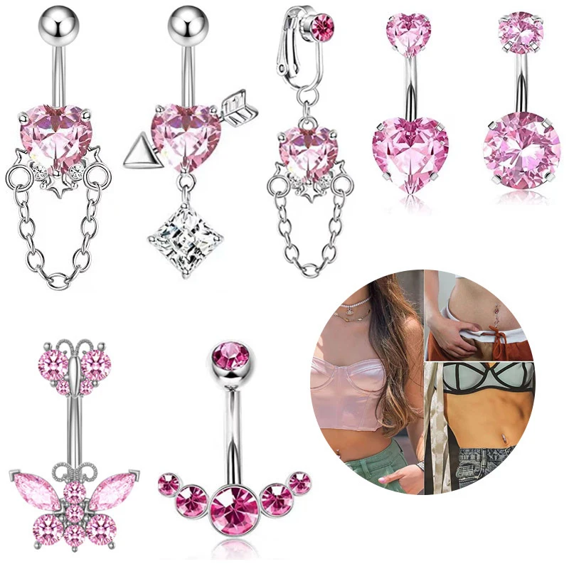 Piercing de sobrancelha curvada com strass, aço inoxidável, falso, lábio,  sobrancelha, tragus, piercing de umbigo, joia para mulheres e homens (ouro  rosa) : : Moda