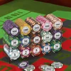 100PCS Golden Clay Poker Chips Wiht Clear Box Casino Coins 14gram Clay Coin Entertainment Party Game Digital Scoreboard 1