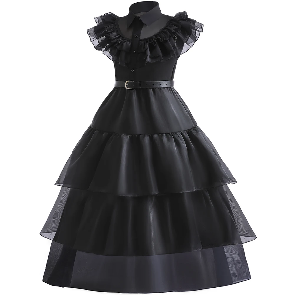 NWZSM Carnival Vestidos Wednesday Addams Cosplay Costume For Girl New Teenage Kids Mesh Party Evening Dresses 5 10 14 Yrs cosplay costume kids girls dress halloween dress outfit