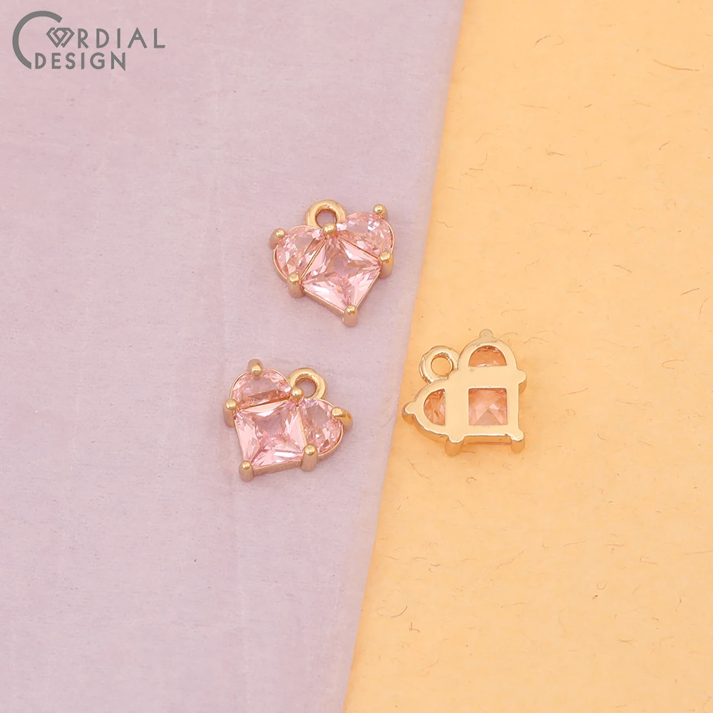 Cordial Design 40Pcs Jewelry Accessories/CZ Charms/DIY Making/Heart Shape/Earring Findings/Hand Made/Pendant For Necklace - cordial