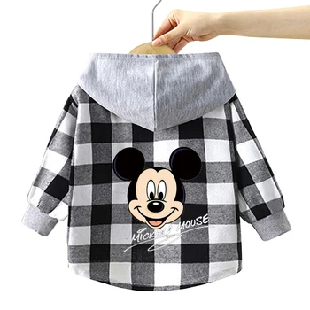 Mickey Mouse Plaid Hooded Shirt 1