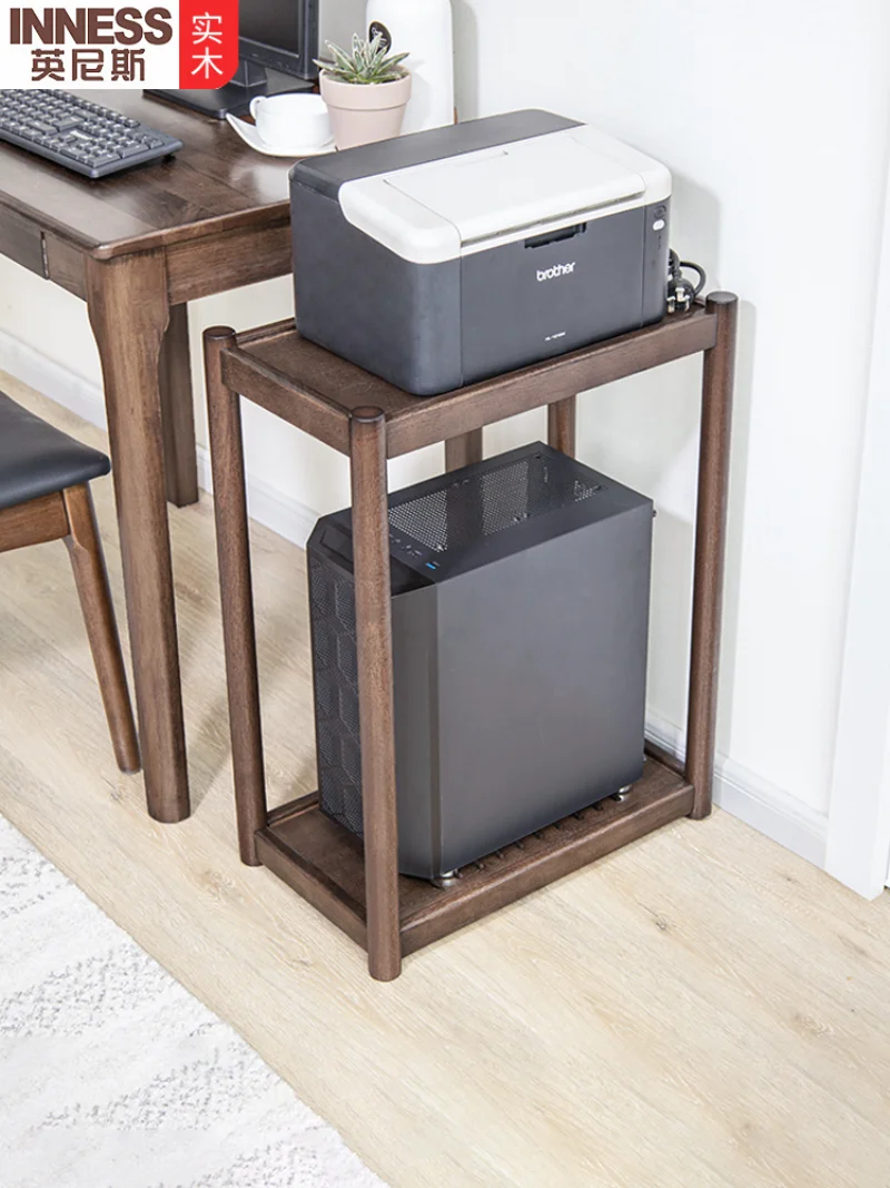

Solid Wood Computer Host Bracket Multi-layer Floor Base Mobile Tray Rack Printer Desktop Case Storage Shelf