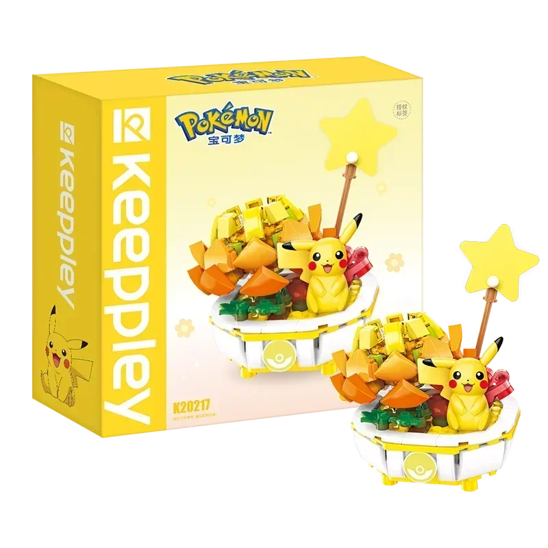Keeppley Pokemon Building Block Pikachu Charmander Squirtle Model Toy Home Decoration Plant Potted Flower Brick Toy Child Gift