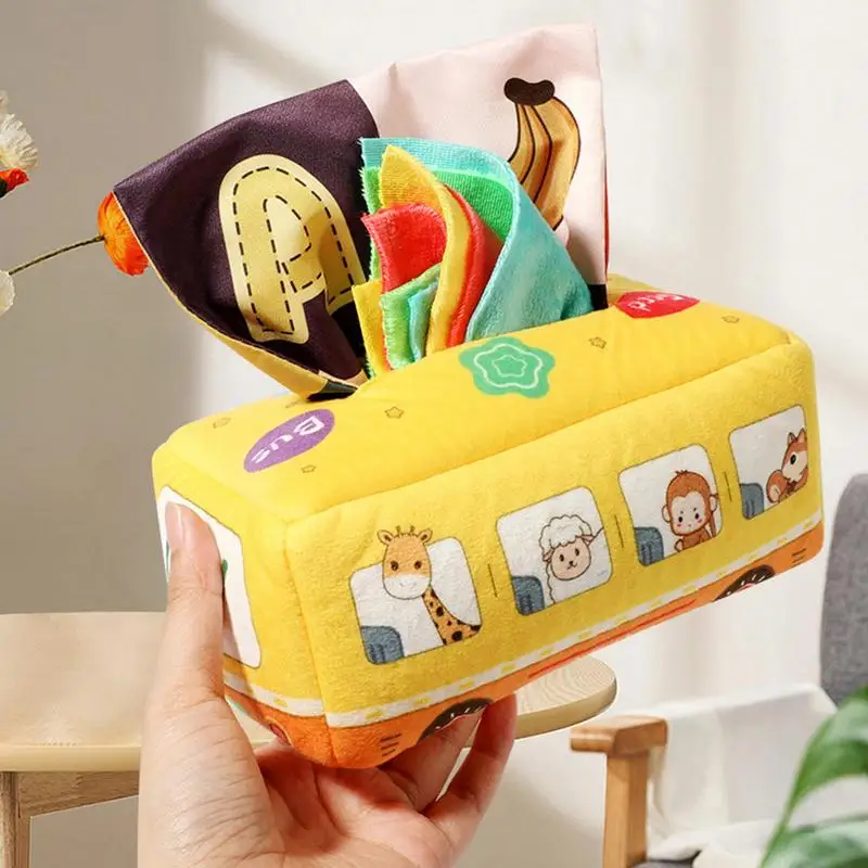 Baby Tissue Box Toy Montessori Sensory Cloth Toys Baby Educational Learning Activity Finger Exercise For Toddler 2