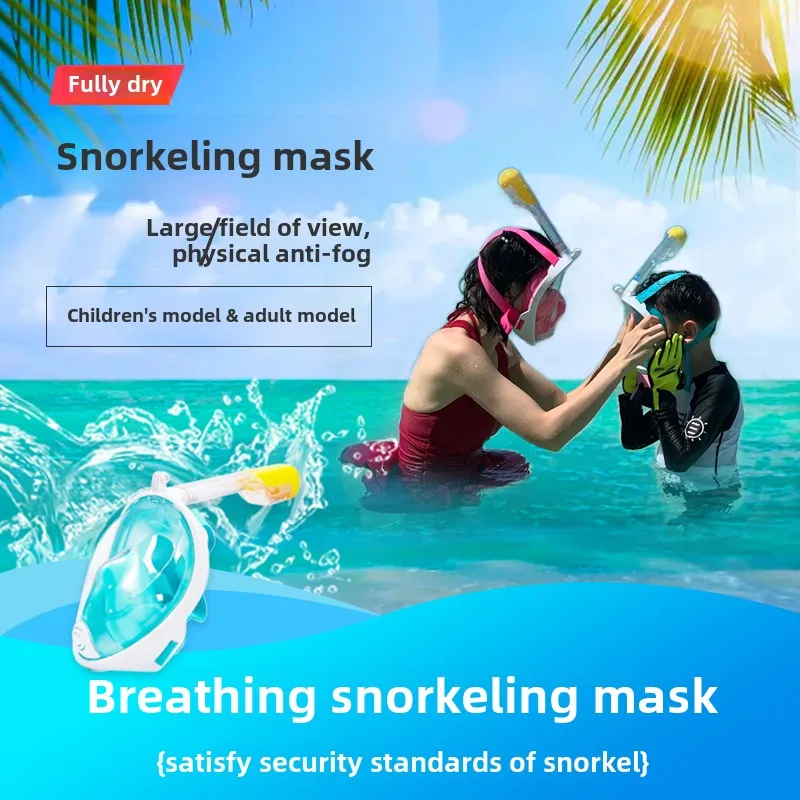 Underwater Snorkeling Full Face Children Swimming Mask Set Scuba Diving Respirator Masks Anti Fog Safe Breathing for Kids Adult